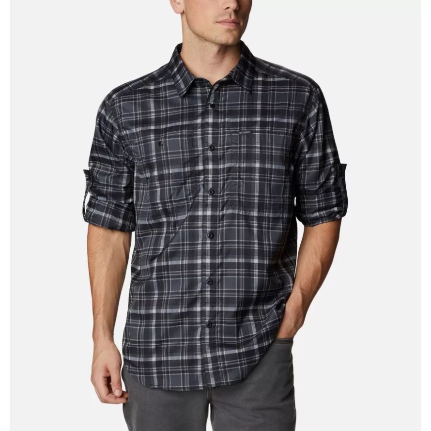 Black Multi Plaid Columbia Men's Silver Ridge Utility Lite Plaid Long Sleeve Shirt