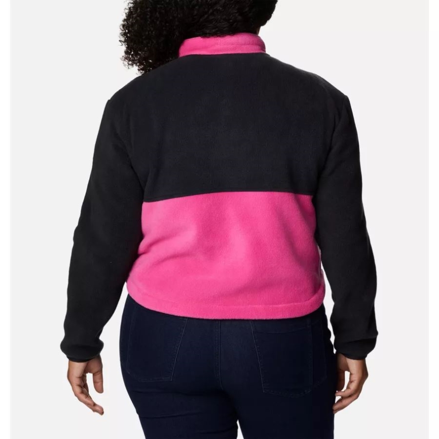 Black/Pink Ice Women's Tested Tough In Pink Colorblock Full Zip Fleece Jacket Plus Size Columbia