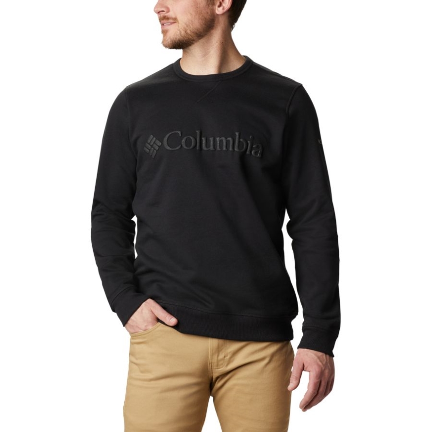Black Puff Logo Men's Columbia Logo Fleece Crew Columbia