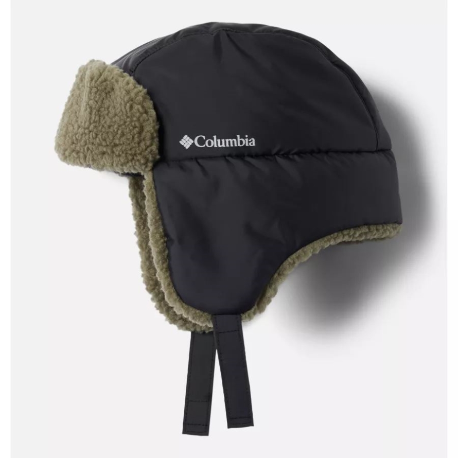 Black/Stone Green Columbia Kids' Frosty Trail Trapper Hat