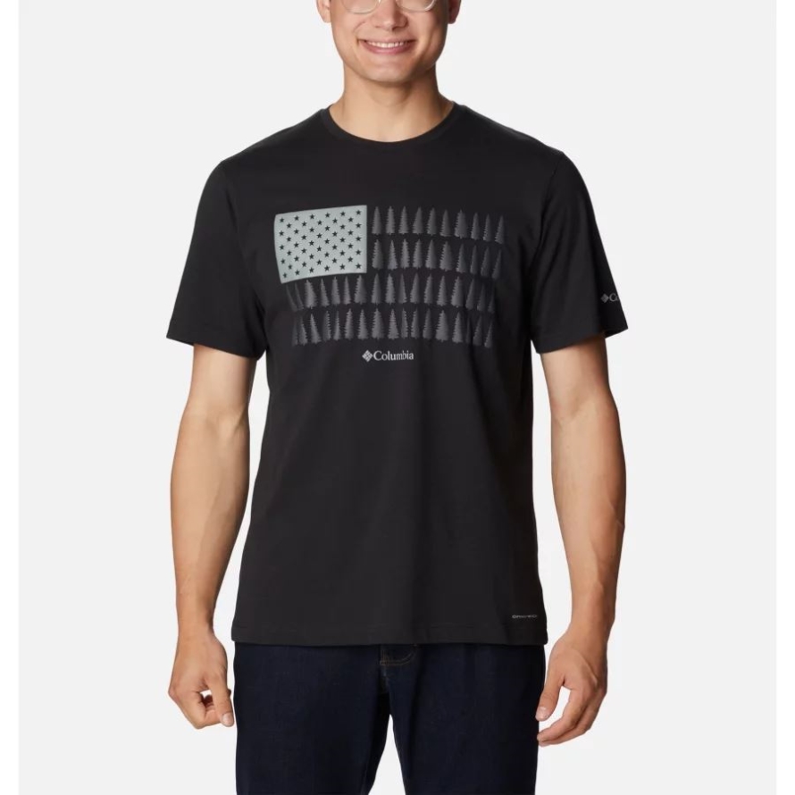 Black/Treestriped Flag Columbia Brand Men's Thistletown Hills Graphic T-Shirt