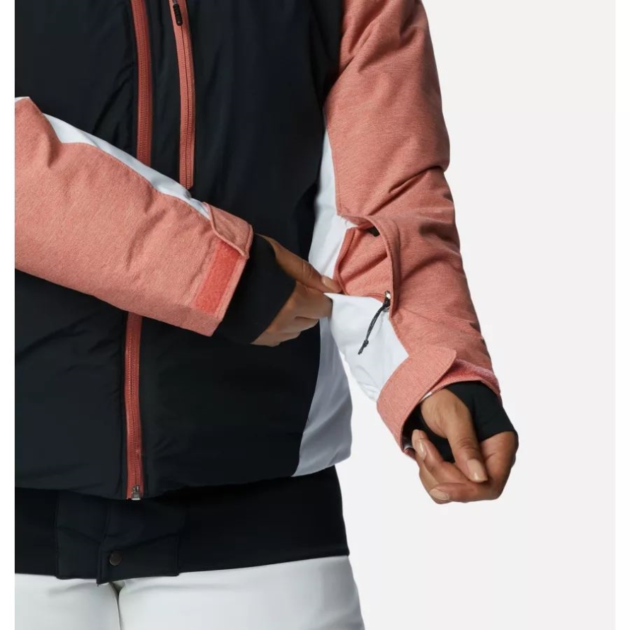 Black/White/Dark Coral Columbia Women's Sweet Shredder Insulated Jacket Plus Size