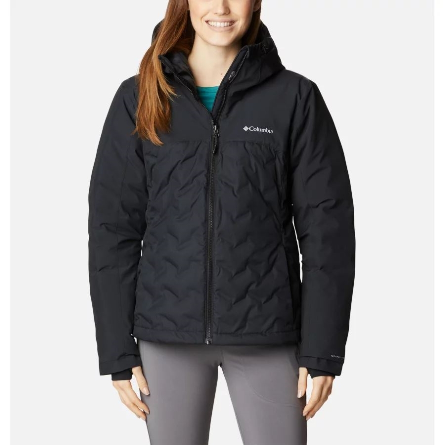 Black Women's Grand Trek II Waterproof Hooded Down Jacket Columbia