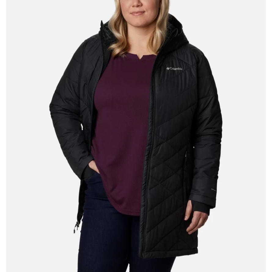 Black Women's Heavenly Long Hooded Jacket Plus Size Columbia