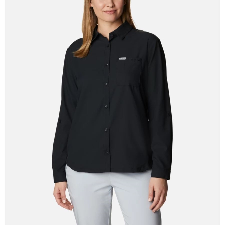Black Women's PFG Sun Drifter Woven Long Sleeve Shirt Columbia