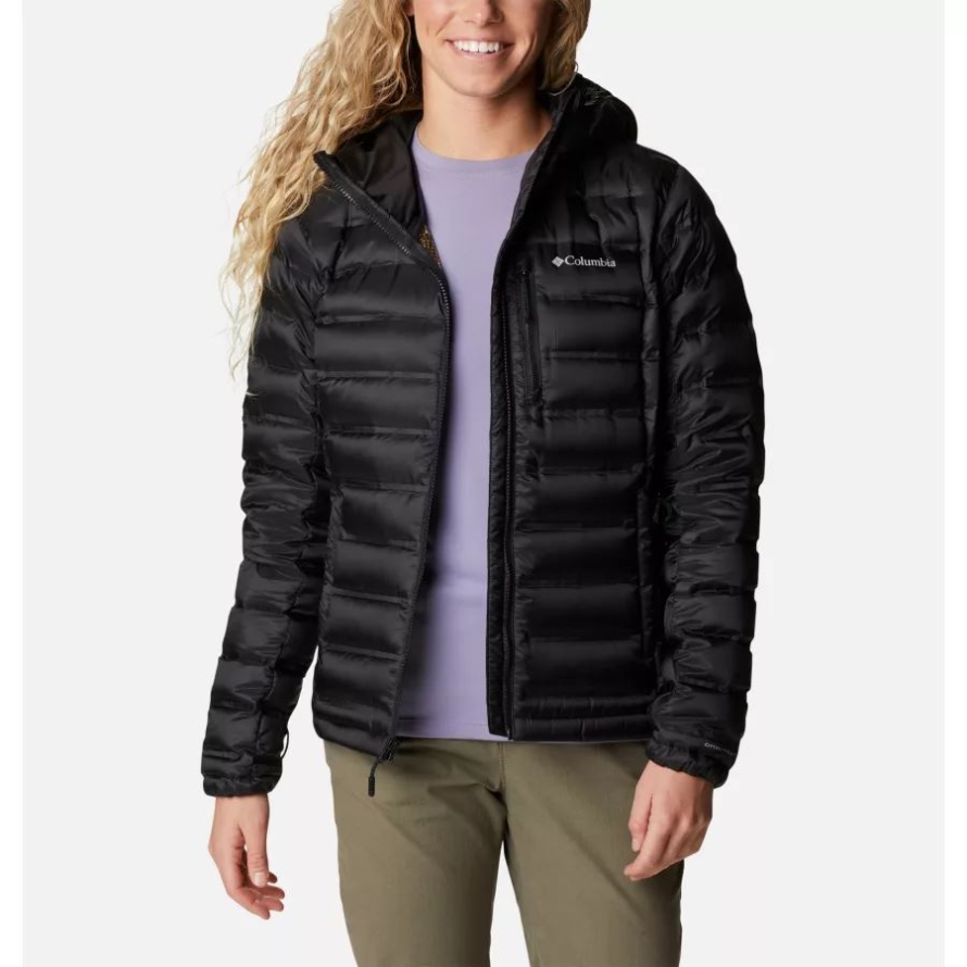 Black Women's Pebble Peak Down Hooded Jacket Columbia