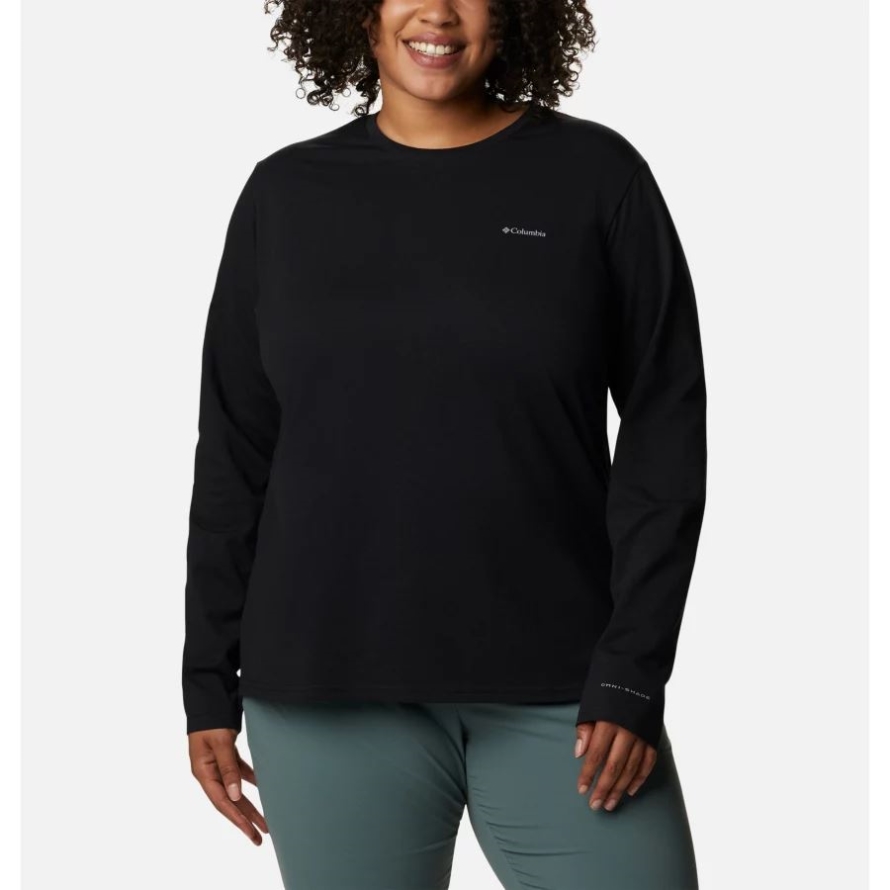 Black Women's Sun Trek Long Sleeve T-Shirt Plus Size Columbia