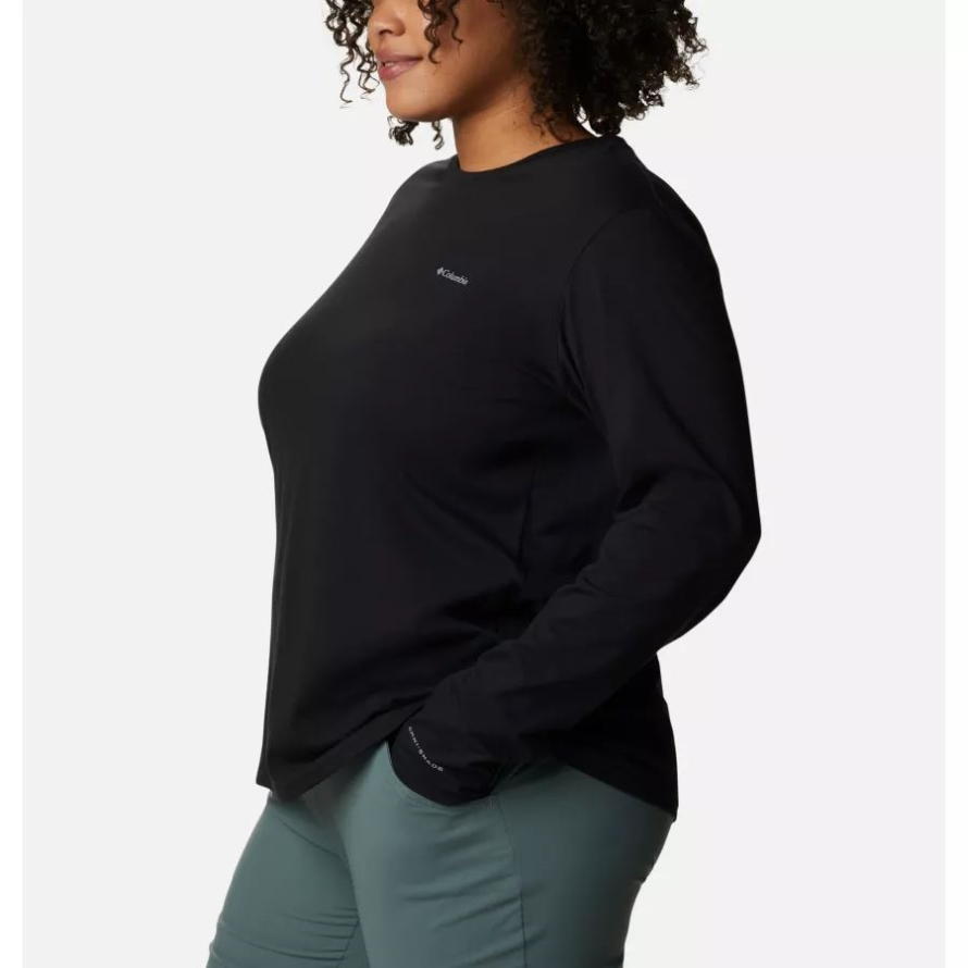 Black Women's Sun Trek Long Sleeve T-Shirt Plus Size Columbia