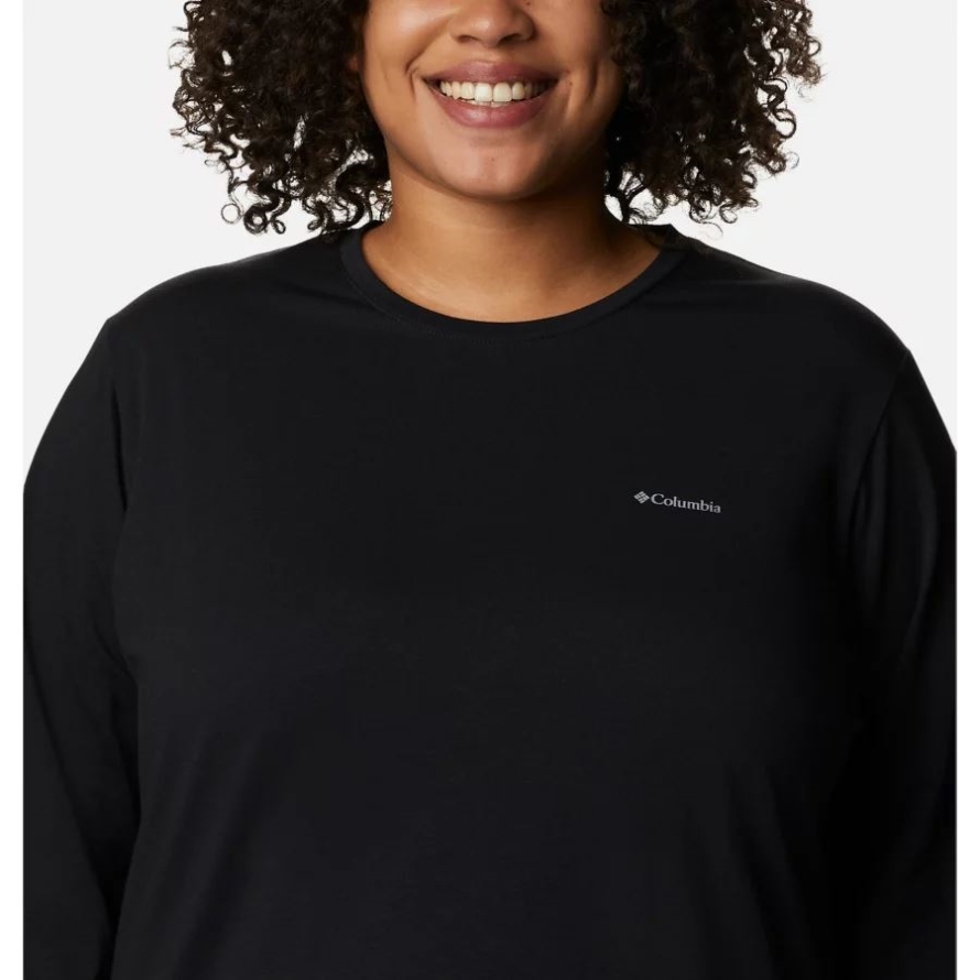 Black Women's Sun Trek Long Sleeve T-Shirt Plus Size Columbia
