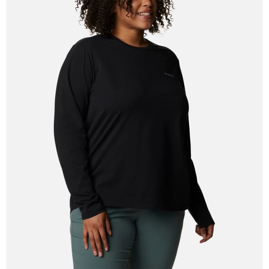 Black Women's Sun Trek Long Sleeve T-Shirt Plus Size Columbia