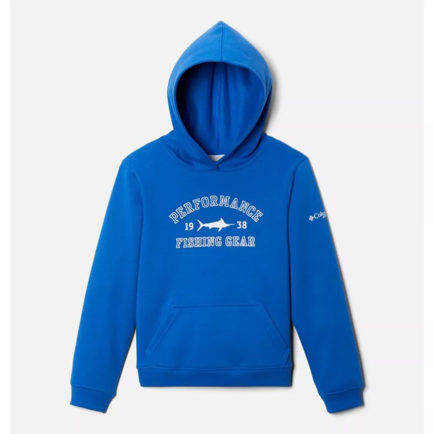 Blue Macaw/White - Marlin Boys' PFG University Hoodie Columbia