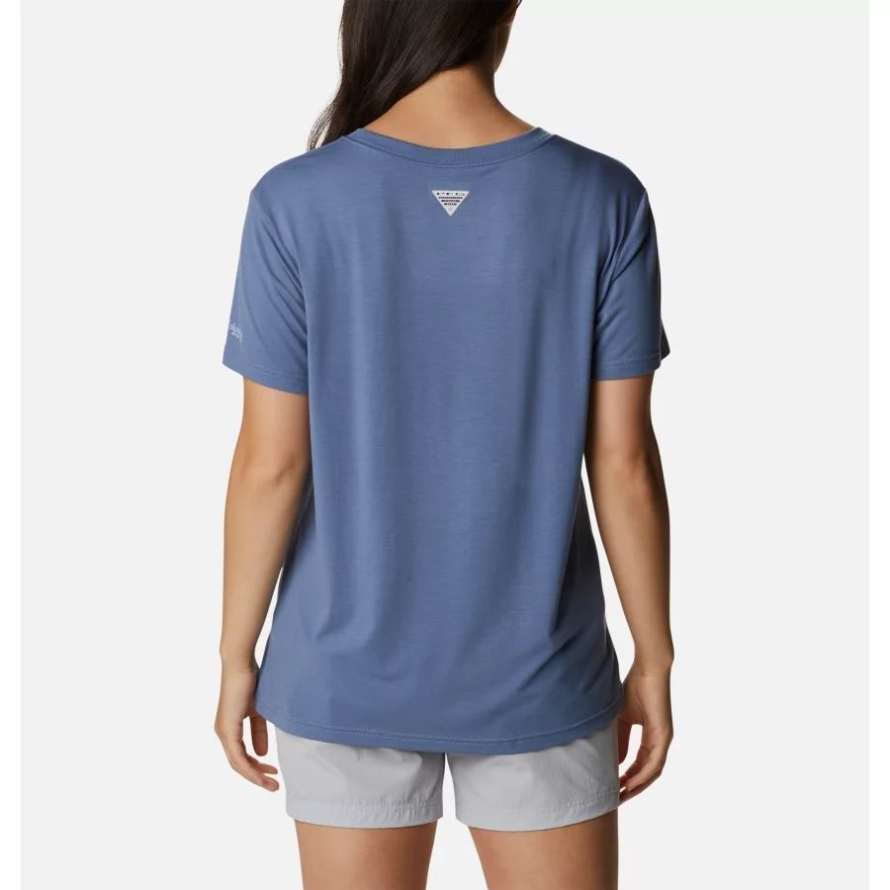 Bluestone/Trout Columbia Women's Slack Water Graphic Short Sleeve Shirt