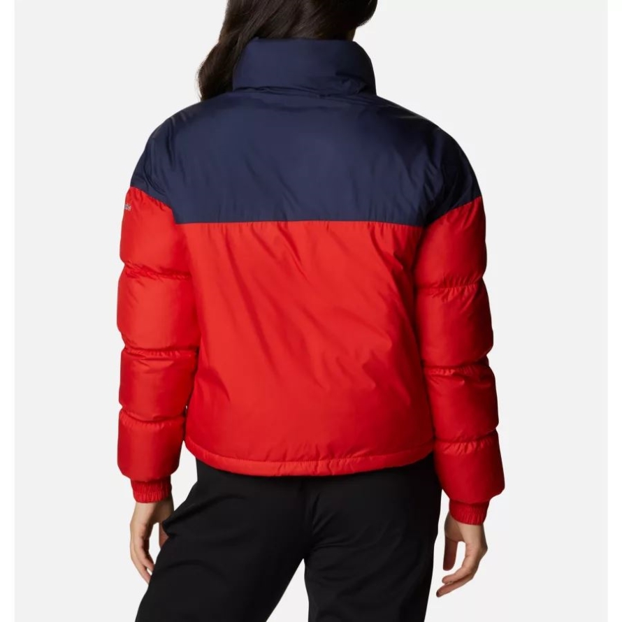 Bold Orange/Chalk/Nocturnal Columbia Women's Pike Lake Insulated Cropped Puffer Jacket