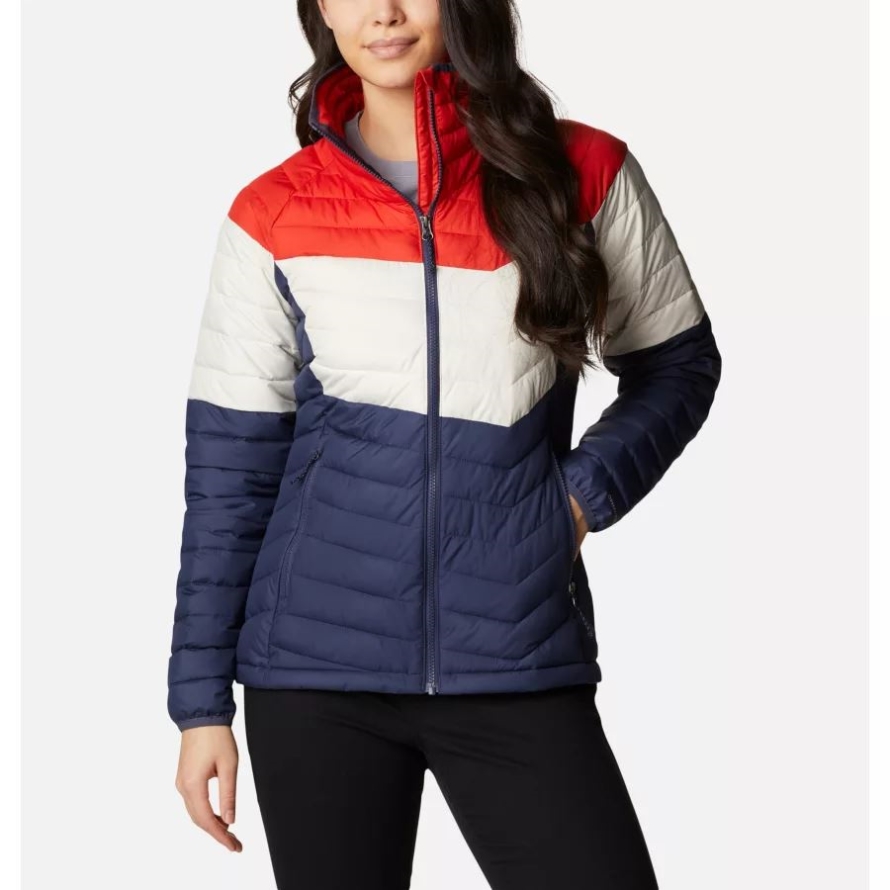 Bold Orange/Chalk/Nocturnal Columbia Women's Powder Lite Blocked Jacket