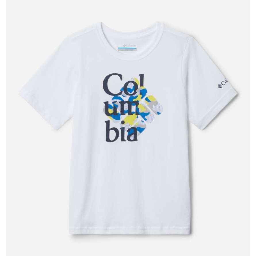 Boys' Basin Ridge Short Sleeve Graphic T-Shirt Columbia White/Interlace Camo
