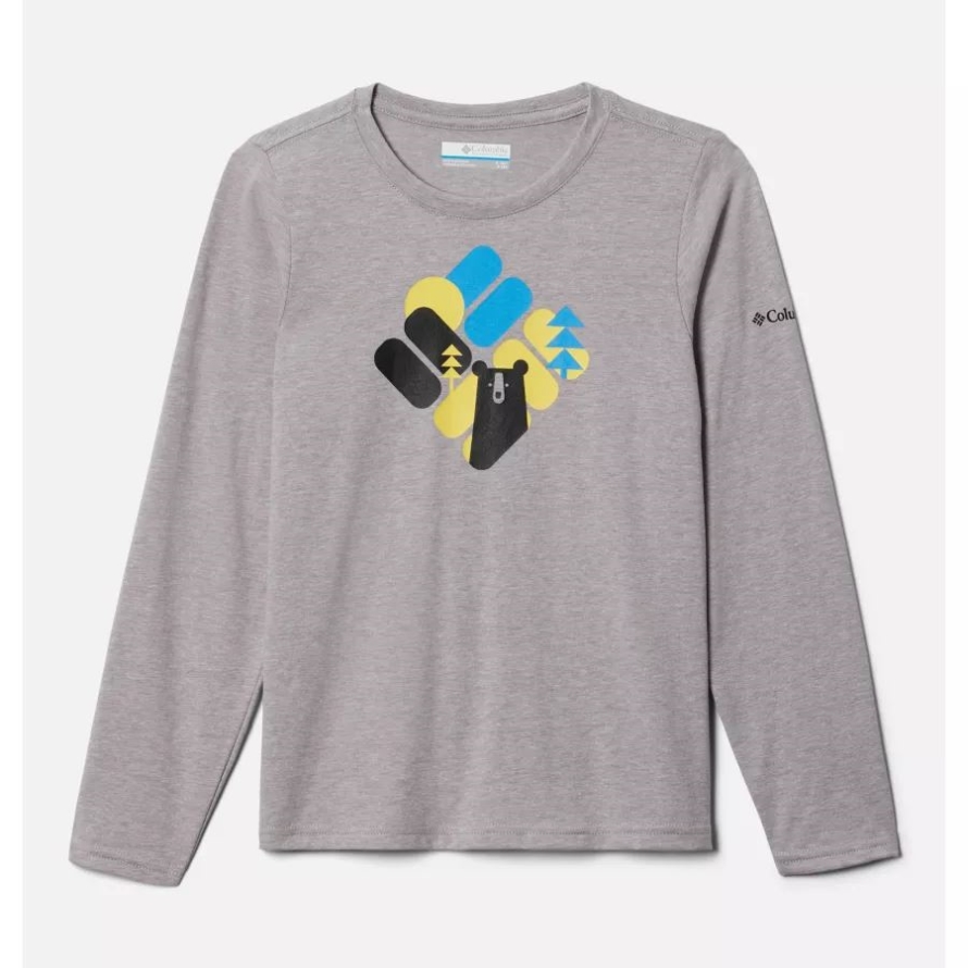 Boys' Dobson Pass Long Sleeve Graphic T-Shirt Columbia Grey Heather/Bearly Hidden Columbia