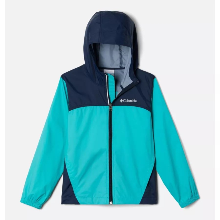 Boys' Glennaker Rain Jacket Bright Aqua/Collegiate Navy Columbia