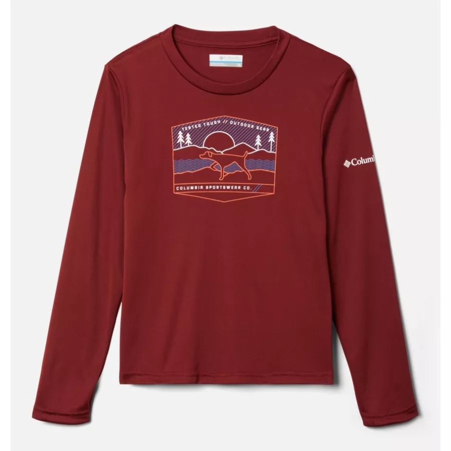 Boys' Grizzly Peak Long Sleeve Graphic T-Shirt Columbia Red Jasper/Hound Scape