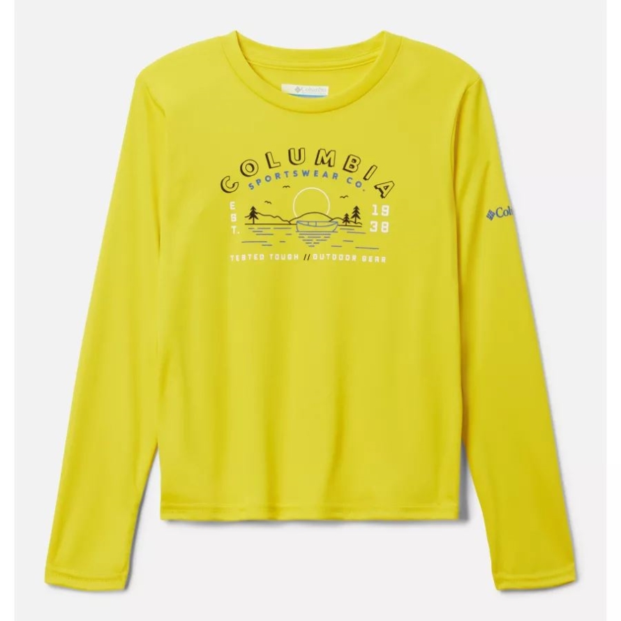 Boys' Grizzly Peak Long Sleeve Graphic T-Shirt Laser Lemon/Shoreline Scape Columbia