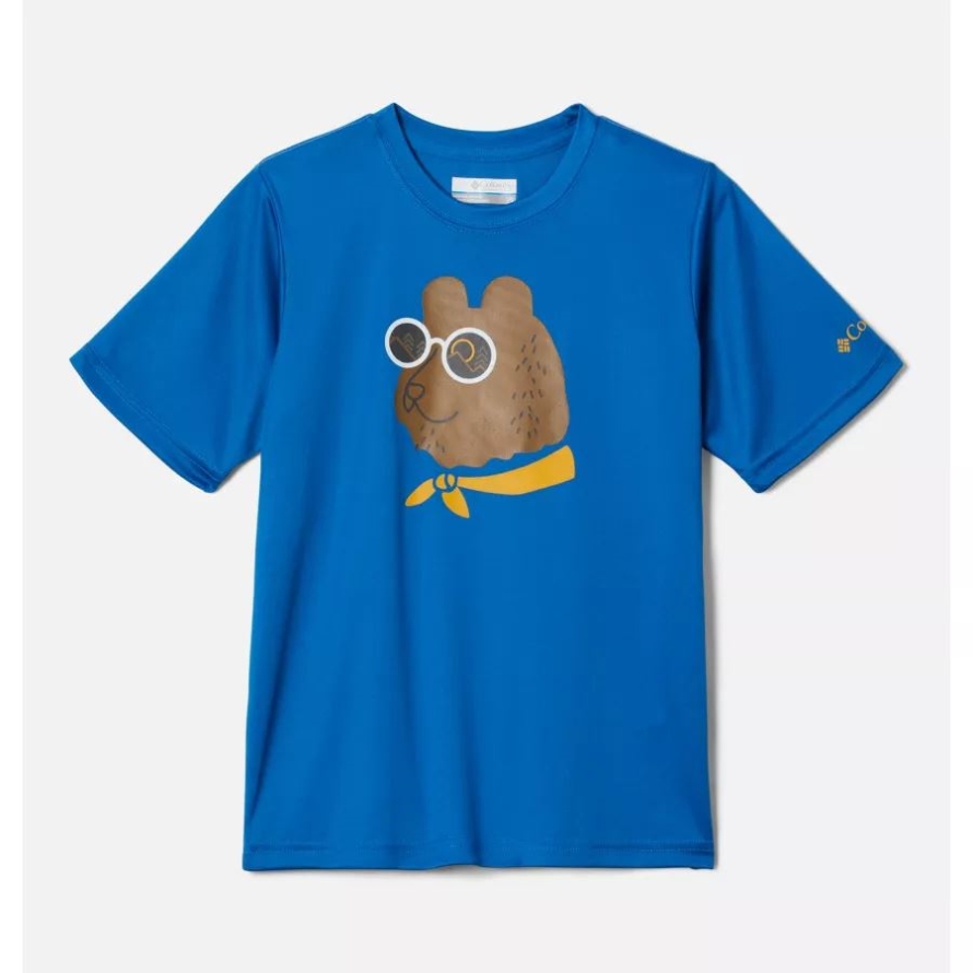 Boys' Grizzly Ridge Short Sleeve Graphic T-Shirt Bright Indigo Bearly Shades Columbia