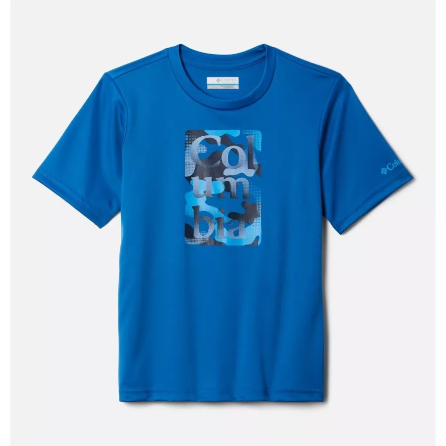 Boys' Grizzly Ridge Short Sleeve Graphic T-Shirt Columbia Bright Indigo/Halftoned Camo Grx
