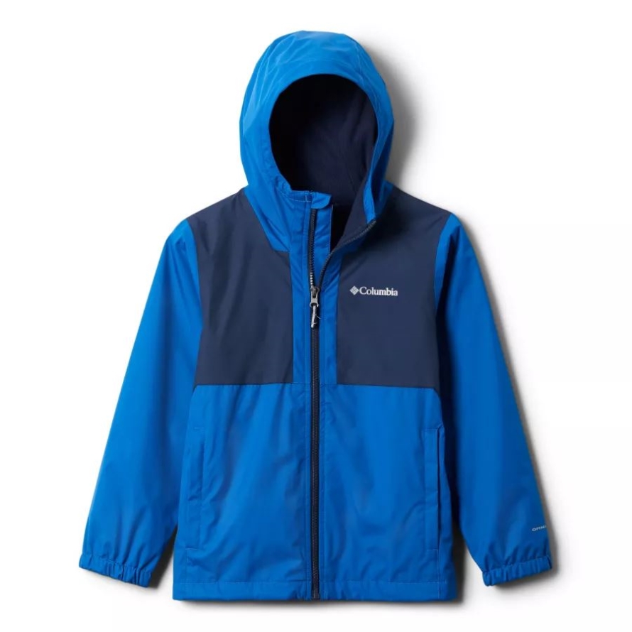 Boys' Rainy Trails Fleece Lined Jacket Columbia Bright Indigo/Coll Navy Slub