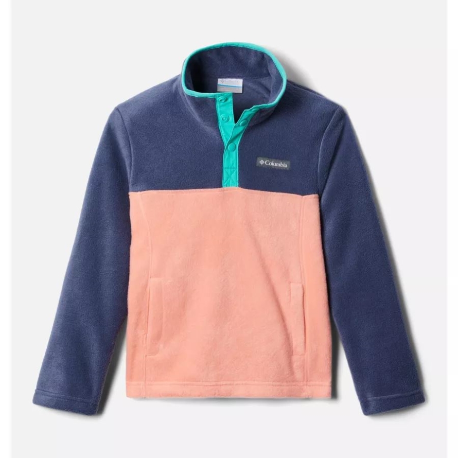 Boys' Steens Mountain1/4 Snap Fleece Pull-Over Columbia Coral Reef/Nocturnal