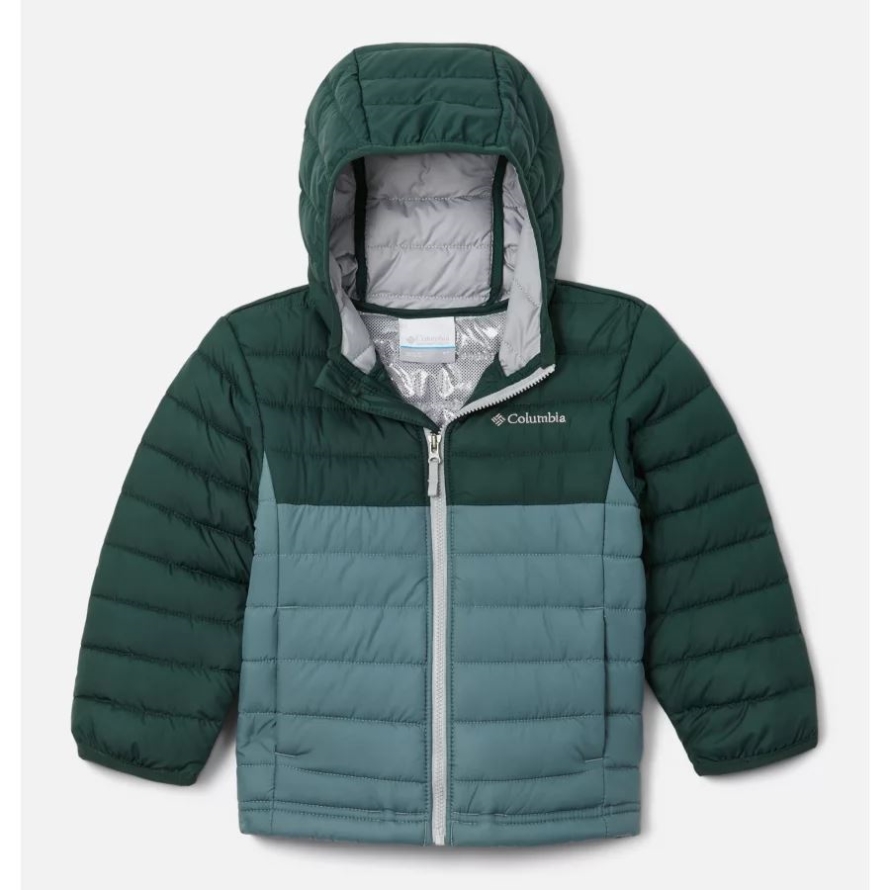 Boys' Toddler Powder Lite Hooded Jacket Columbia Metal/Spruce