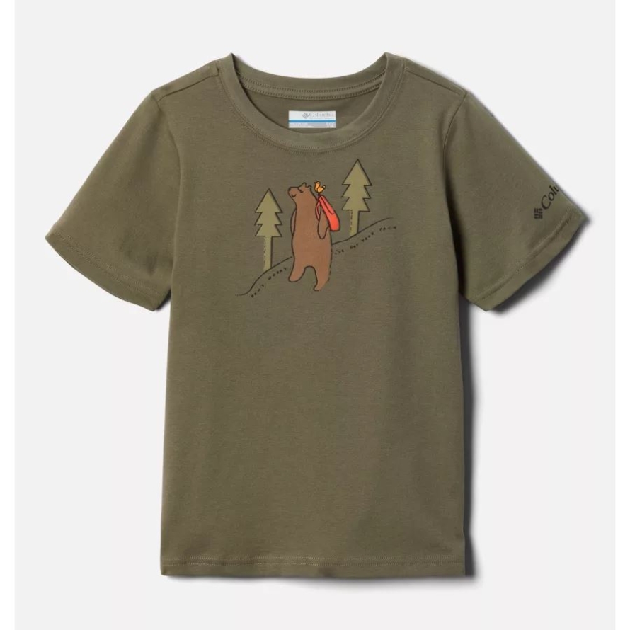 Boys' Valley Creek Short Sleeve Graphic T-Shirt Stone Green Bearly Pack Columbia