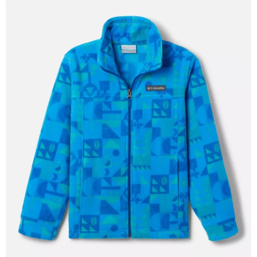 Boys' Zing III Printed Fleece Jacket Bright Aqua Quest Columbia