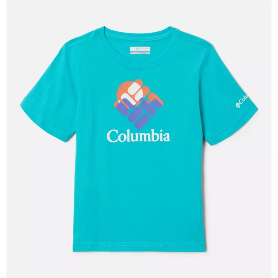 Bright Aqua/Gemscape Graphic Boys' Valley Creek Short Sleeve Graphic T-Shirt Columbia