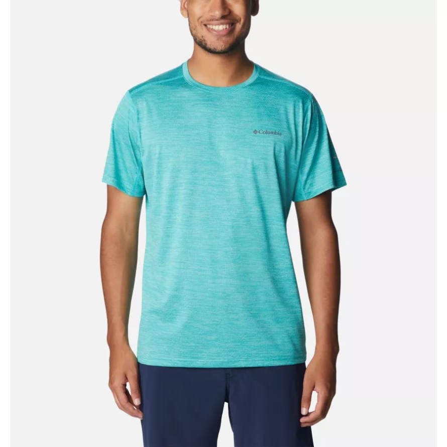Bright Aqua Heather Men's Alpine Chill Zero Short Sleeve Crew Shirt Columbia