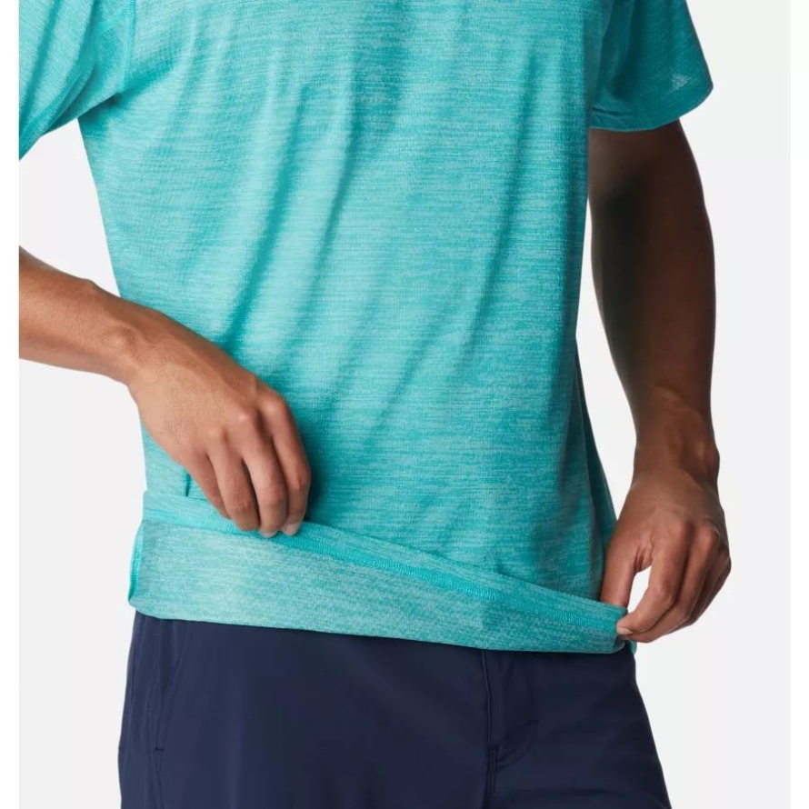 Bright Aqua Heather Men's Alpine Chill Zero Short Sleeve Crew Shirt Columbia