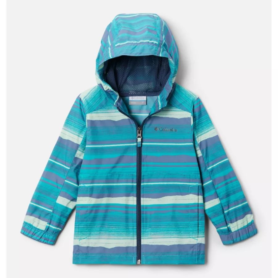 Bright Aqua Horizons Stripe Columbia Toddler Glennaker Springs Jacket