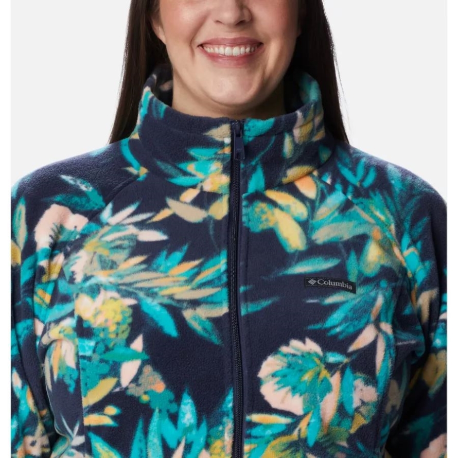 Bright Aqua/Wisterian Women's Benton Springs Printed Full Zip Fleece Jacket Plus Size Columbia