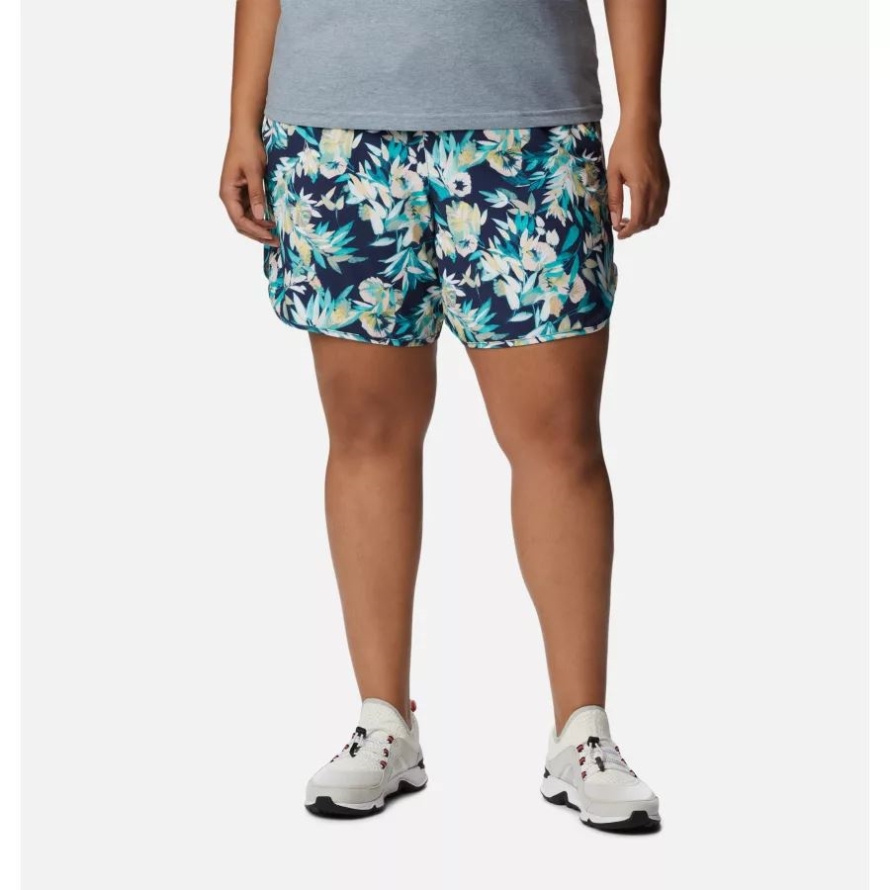 Bright Aqua/Wisterian Women's Bogata Bay Stretch Printed Shorts Plus Size Columbia