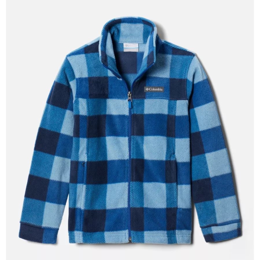 Bright Indigo Check Multi Boys' Zing III Printed Fleece Jacket Columbia