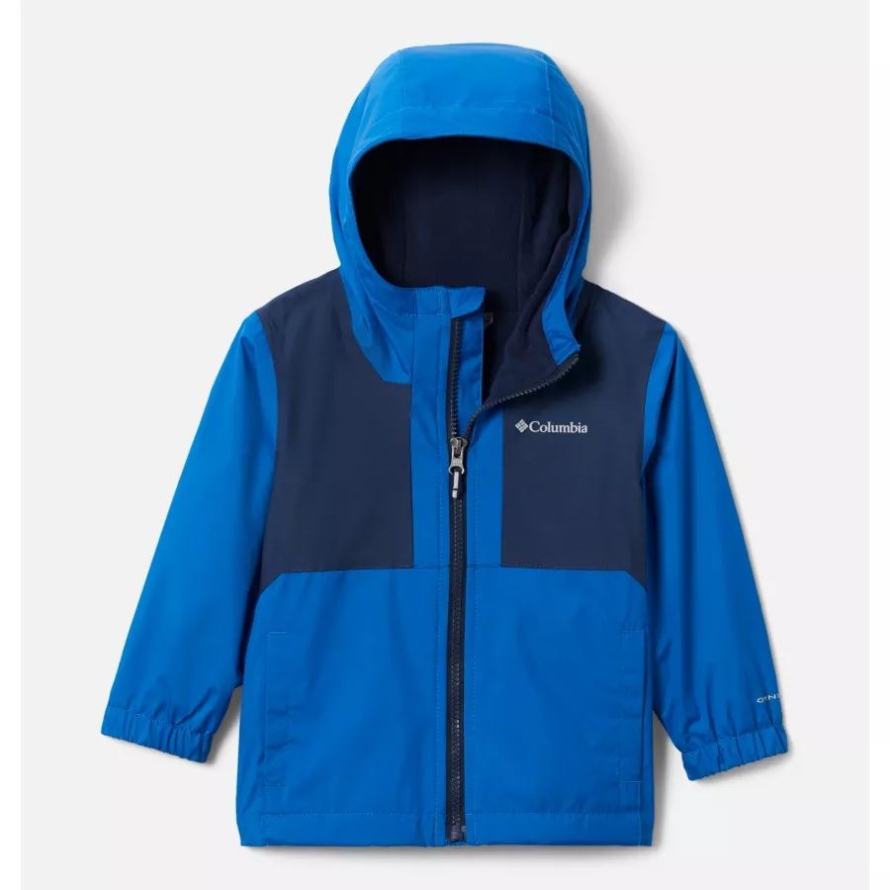 Bright Indigo/Coll Navy Slub Columbia Boys' Toddler Rainy Trails Fleece Lined Jacket