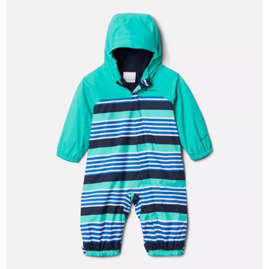 Bright Indigo Milo Stripe/Elctrc Turq Infant Critter Jitters II Rain Suit Columbia