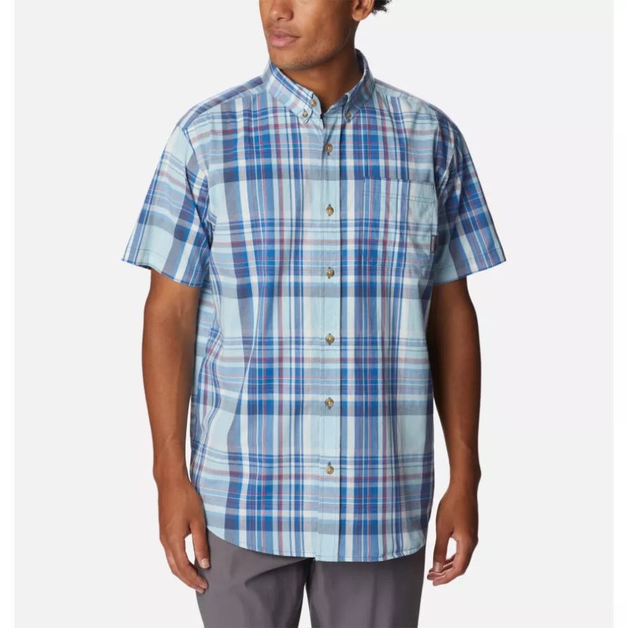 Bright Indigo Multi Plaid Men's Rapid Rivers II Short Sleeve Shirt Columbia