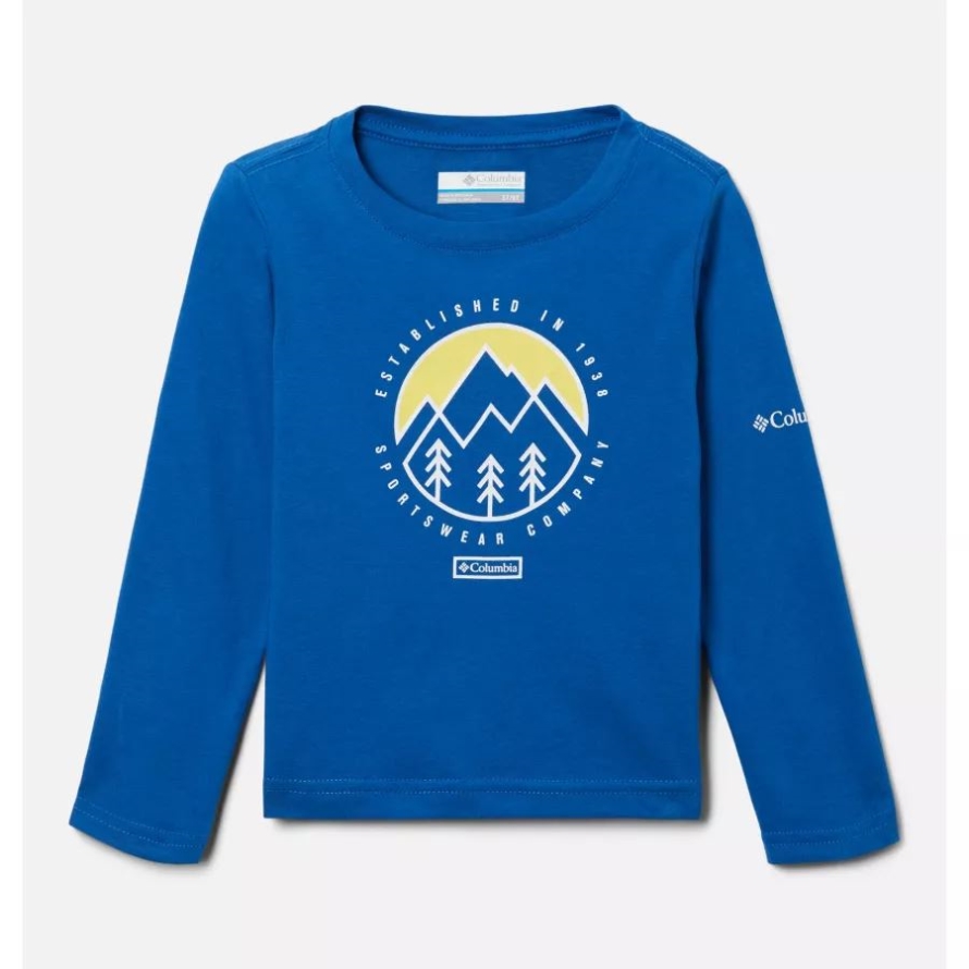 Bright Indigo/Outdoor Park Boys' Toddler Dobson Pass Long Sleeve Graphic T-Shirt Columbia