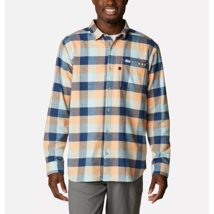 Bright Nectar Multi Check Men's PFG Slack Tide Flannel Long Sleeve Shirt Columbia