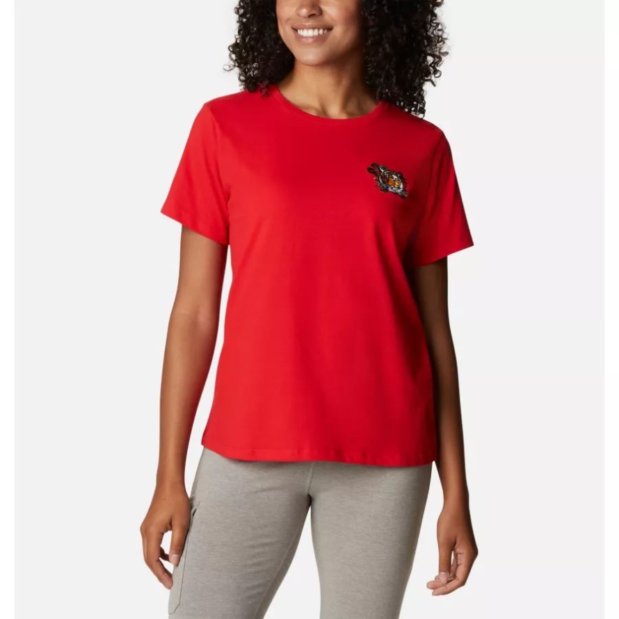 Bright Red/Mini Love The Tigers Columbia Women's Alpine Way Embroidery T-Shirt