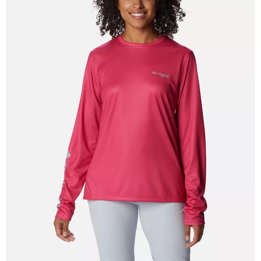 Cactus Pink/Kelp Palmetto Women's PFG Tidal Tee Sailfish Flair Long Sleeve Shirt Columbia