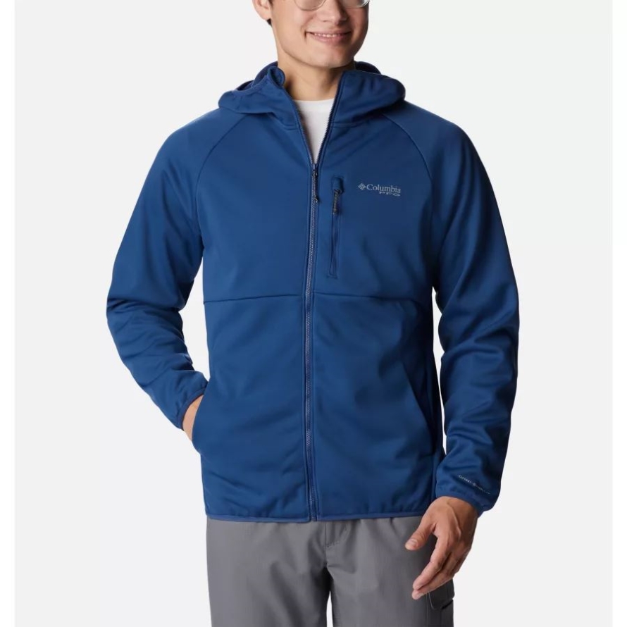 Carbon Columbia Men's PFG Terminal Stretch Softshell Hooded Jacket