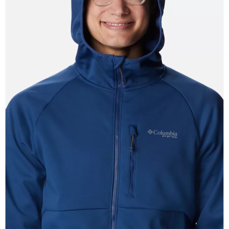 Carbon Columbia Men's PFG Terminal Stretch Softshell Hooded Jacket