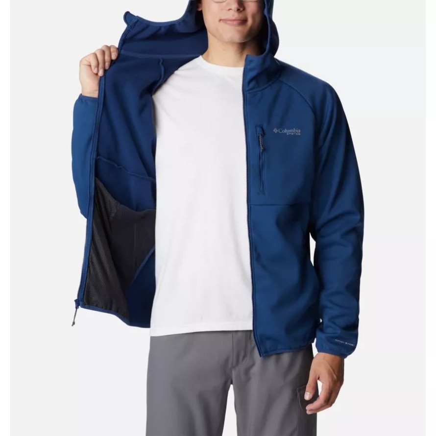 Carbon Columbia Men's PFG Terminal Stretch Softshell Hooded Jacket