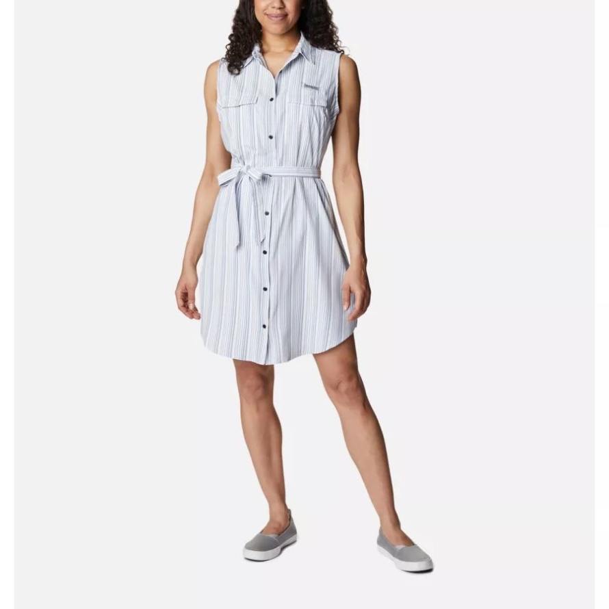 Carbon Vertical Stripe Women's PFG Sun Drifter Woven Dress II Columbia