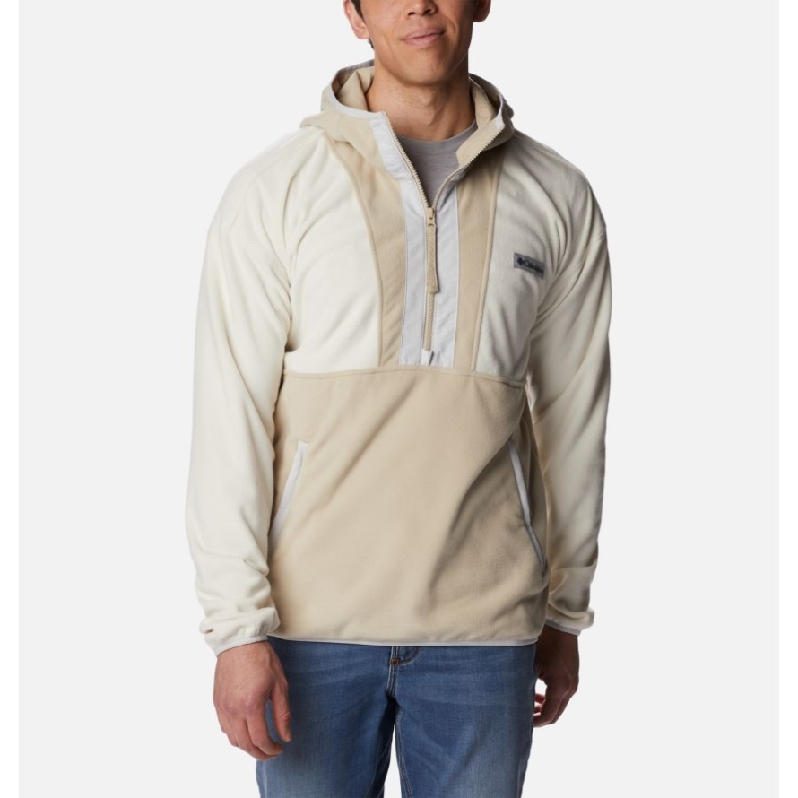 Chalk/Ancient Fossil/Nimbus Grey Men's Backbowl Lite Half Zip Fleece Hoodie Columbia