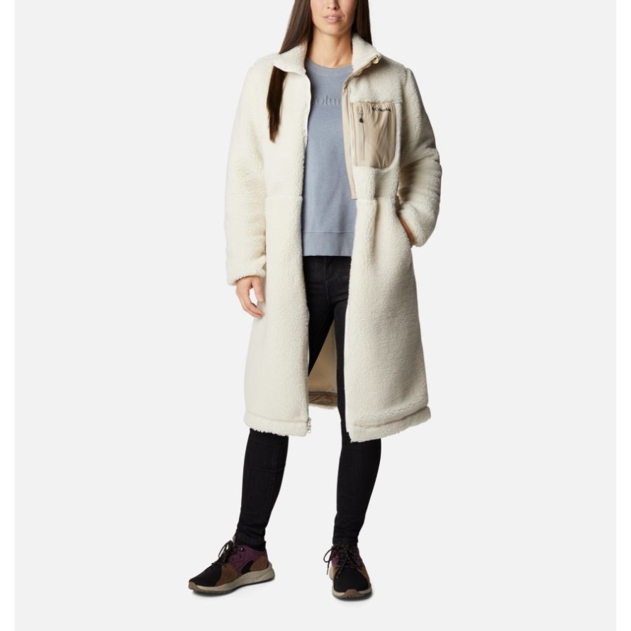 Chalk/Ancient Fossil Women's Archer Ridge Sherpa Long Jacket Columbia